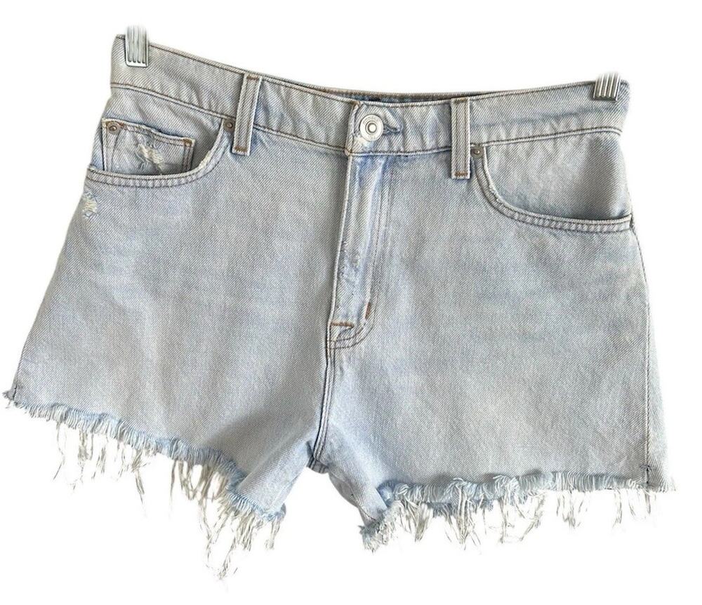 Hudson Sadie Denim Shorts Womens 28 Light Wash Distressed Raw Hem Blue